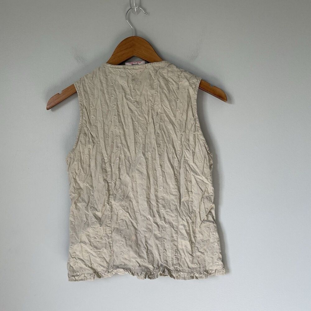Faded Glory Vintage 1990's Embroidered Tank Cottagecore 100% Cotton Beige Size S - Picture 2 of 9